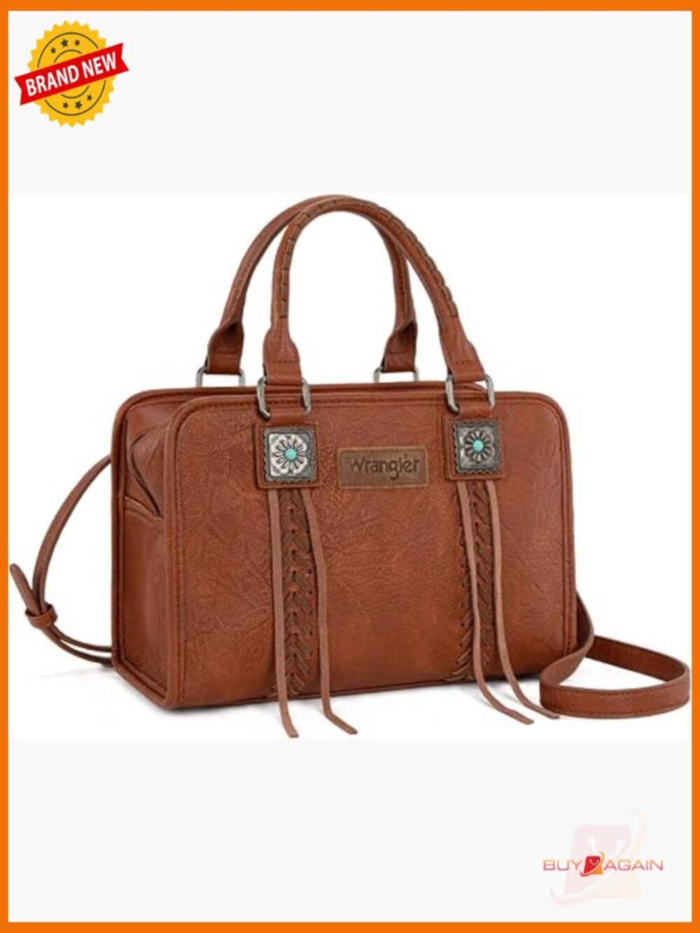 Western Tote Bag with Fringe and Tribal Accents Crossbody Purse